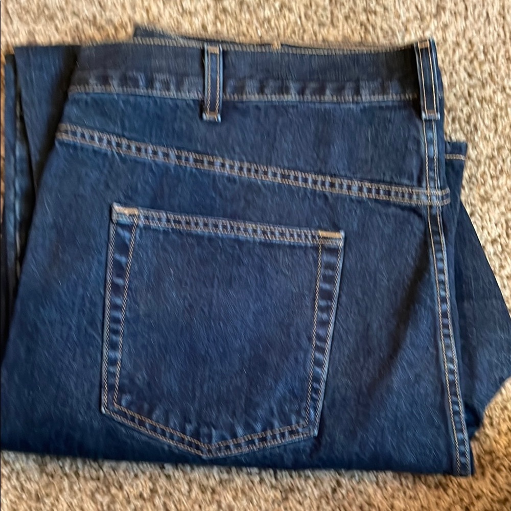 Classic Blue Denim Jeans with Contrast Stitching